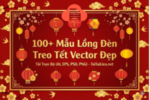 Banner lồng đèn tết vector